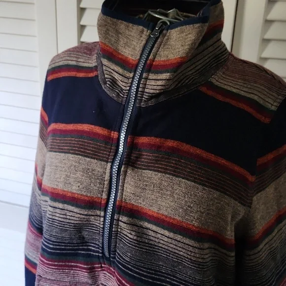 Woolrich Womens Striped Multicolor 3/4 zip Pullover 100% Cotton Medium - Picture 11 of 12